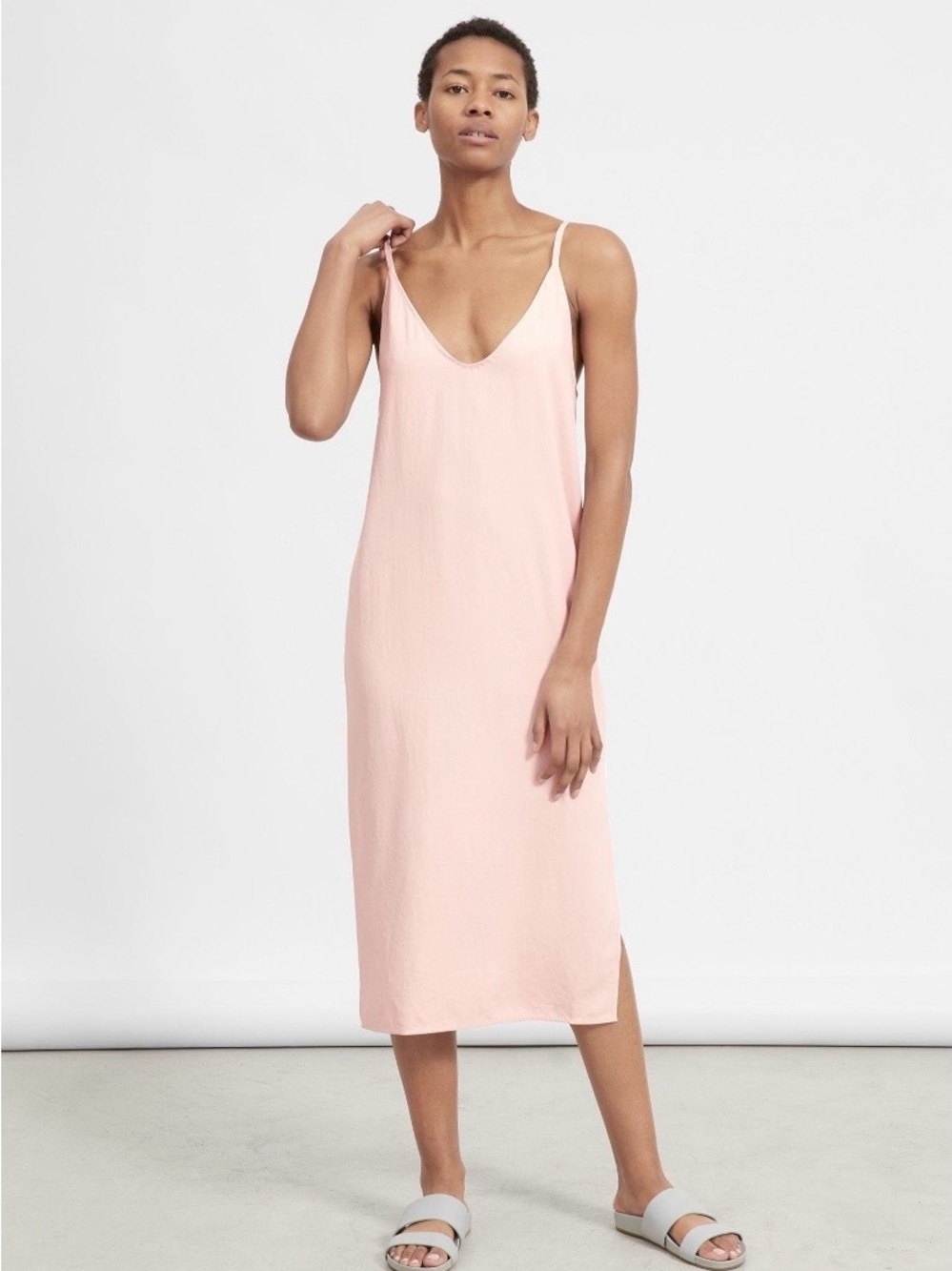 Everlane Japanese GoWeave Slip Dress Rose Blush Pink Size 2